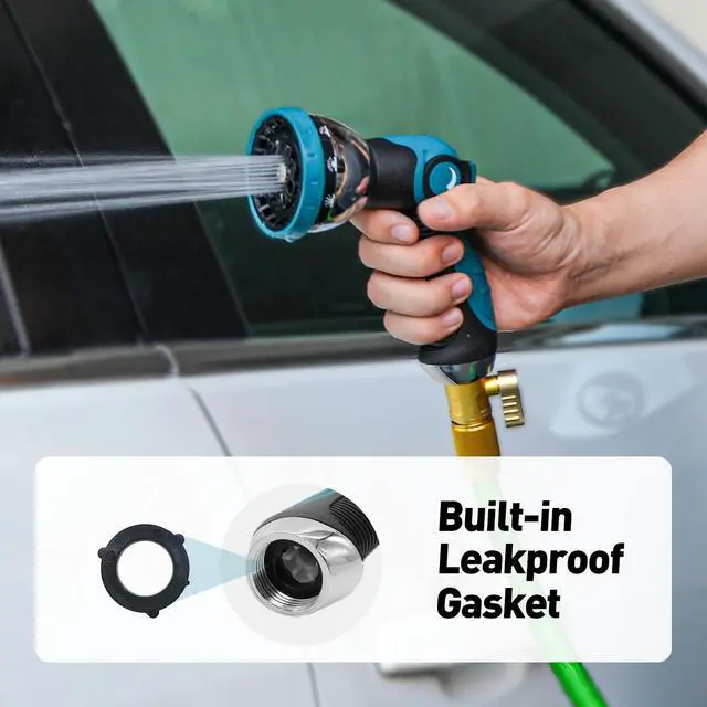 Alt view image 4 of 7 - Garden Hose Nozzle, Hose Sprayer Nozzle with 10 Spray Patterns, Thumb Control On Off Valve, High Pressure Metal Water Hose Nozzle for Car Wash, Plants, Pets & Outdoor Cleaning, Blue