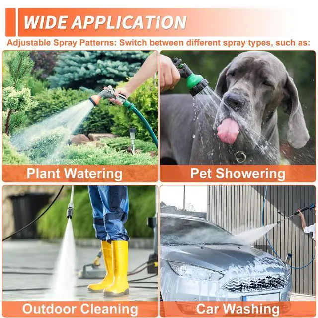 Alt view image 2 of 7 - High Pressure Hose Nozzle - Heavy Duty Water Gun with Adjustable Spray Patterns, Car Wash & Garden Watering Sprayer for Outdoor Cleaning