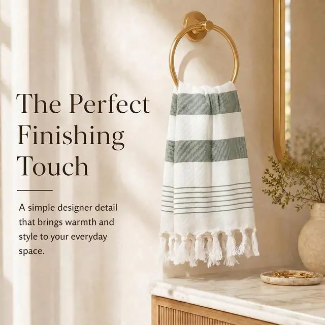 Alt view image 3 of 7 - Decorative Hand Towels for Your Bathroom Or Kitchen - Luxurious Set of 2 Soft Boho Cotton Towels are Absorbent, Lightweight & Dry Quickly - Perfect to Elevate Any Bath Decoration at Home