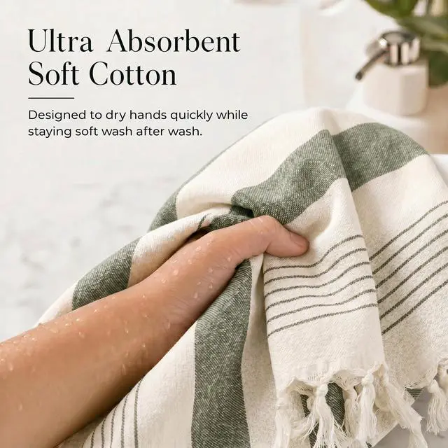 Alt view image 6 of 7 - Decorative Hand Towels for Your Bathroom Or Kitchen - Luxurious Set of 2 Soft Boho Cotton Towels are Absorbent, Lightweight & Dry Quickly - Perfect to Elevate Any Bath Decoration at Home