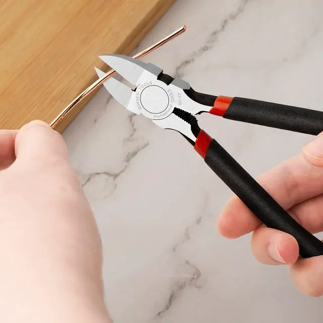 Alt view image 2 of 6 - 6 Inches Wire Cutters Heavy Duty Snips Flush Cut Side Cutters Pliers | Metal Cutting Tool for Crafting, Jewelry Making, Zip Ties, Floral, Artificial Flowers, Chicken Wire, Electrical, 1 Pack