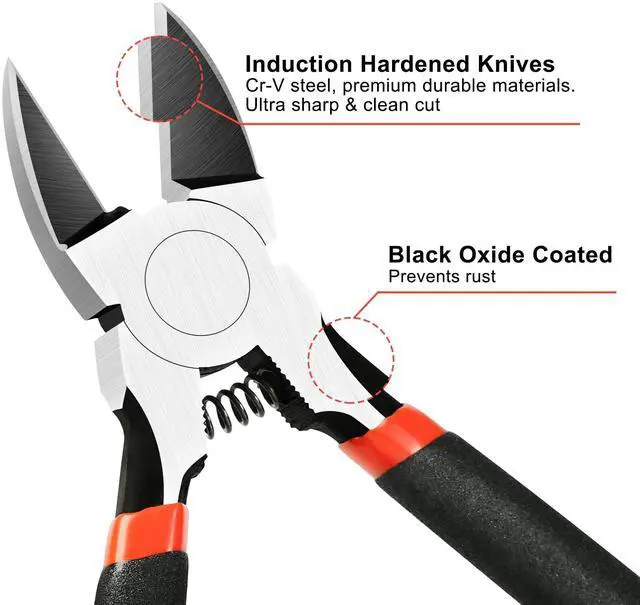 Alt view image 4 of 6 - 6 Inches Wire Cutters Heavy Duty Snips Flush Cut Side Cutters Pliers | Metal Cutting Tool for Crafting, Jewelry Making, Zip Ties, Floral, Artificial Flowers, Chicken Wire, Electrical, 1 Pack