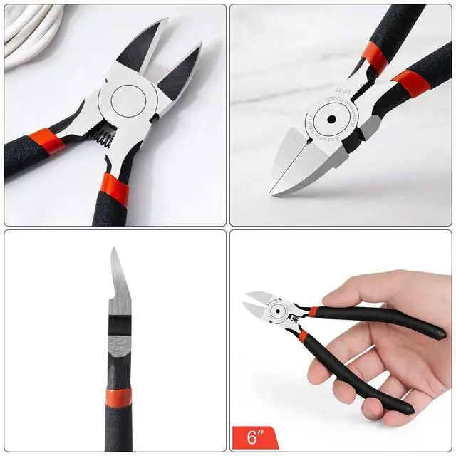 Alt view image 6 of 6 - 6 Inches Wire Cutters Heavy Duty Snips Flush Cut Side Cutters Pliers | Metal Cutting Tool for Crafting, Jewelry Making, Zip Ties, Floral, Artificial Flowers, Chicken Wire, Electrical, 1 Pack