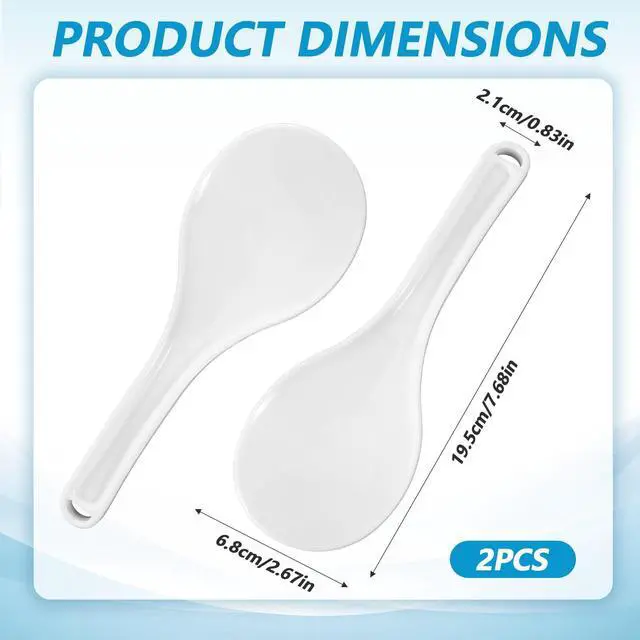 Alt view image 2 of 7 - 2 PCS Rice Serving Spoon Plastic Non-Stick Rice Paddle White Cooker Spoon Spatula 7.68 Inch for Kitchen Restaurant Cooking Utensil