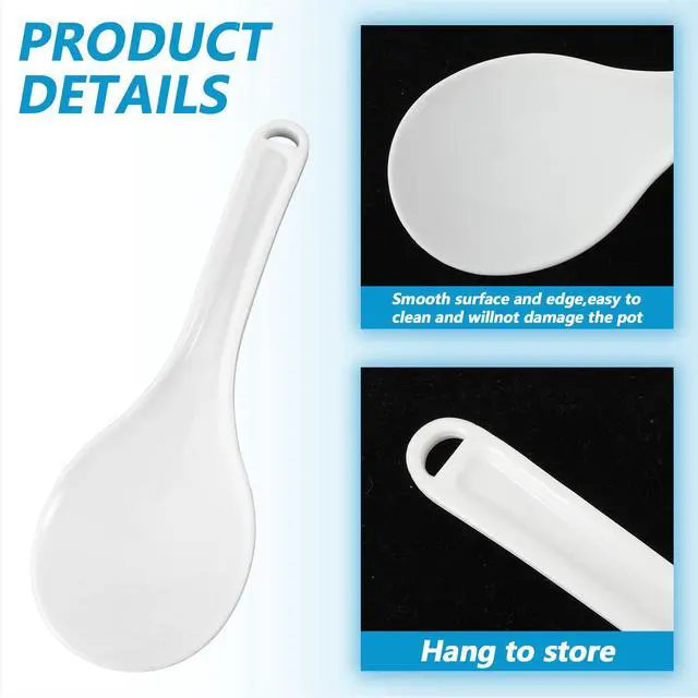 Alt view image 3 of 7 - 2 PCS Rice Serving Spoon Plastic Non-Stick Rice Paddle White Cooker Spoon Spatula 7.68 Inch for Kitchen Restaurant Cooking Utensil