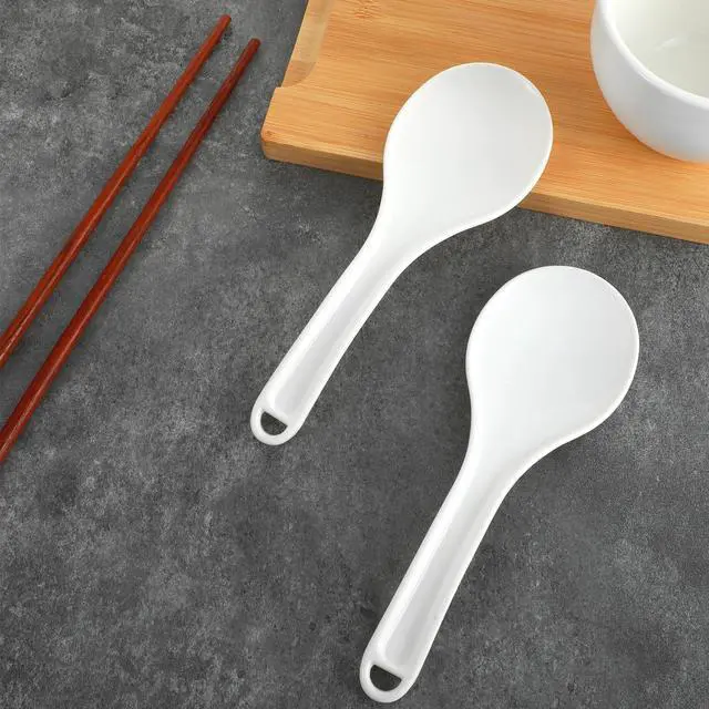 Alt view image 7 of 7 - 2 PCS Rice Serving Spoon Plastic Non-Stick Rice Paddle White Cooker Spoon Spatula 7.68 Inch for Kitchen Restaurant Cooking Utensil