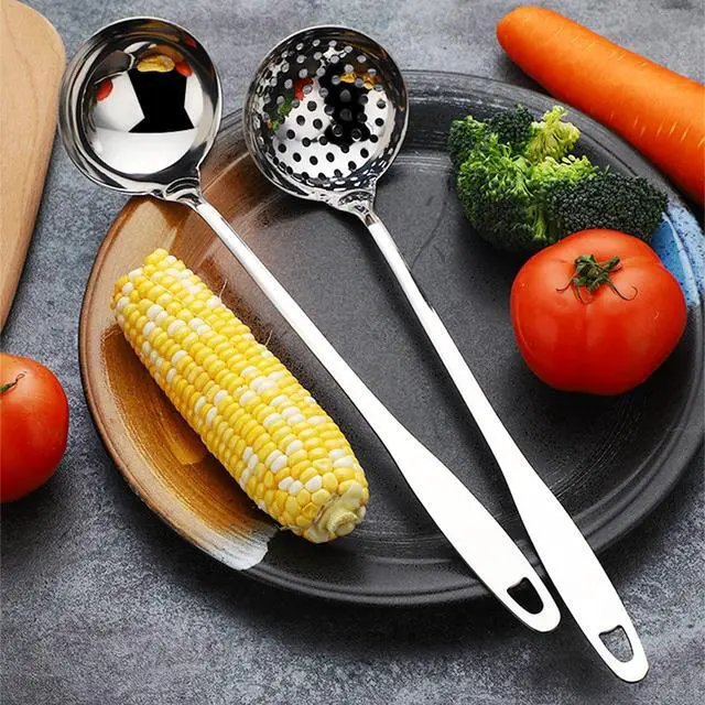 Alt view image 2 of 7 - Soup Spoon Stainless Steel Heavy Duty Big Soup Ladle Colander Serving Spoon(Soup Spoons - 12")