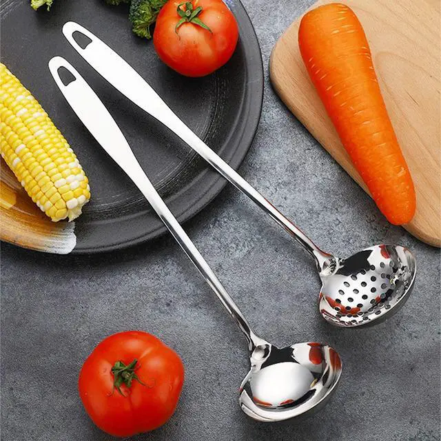 Alt view image 3 of 7 - Soup Spoon Stainless Steel Heavy Duty Big Soup Ladle Colander Serving Spoon(Soup Spoons - 12")