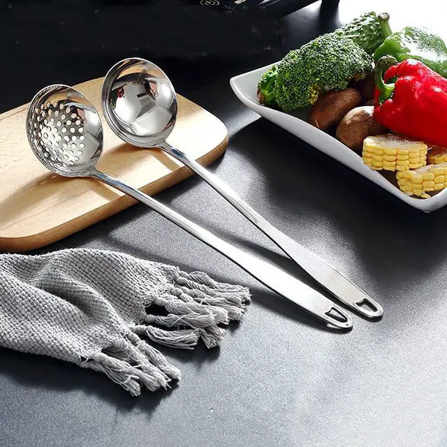 Alt view image 4 of 7 - Soup Spoon Stainless Steel Heavy Duty Big Soup Ladle Colander Serving Spoon(Soup Spoons - 12")