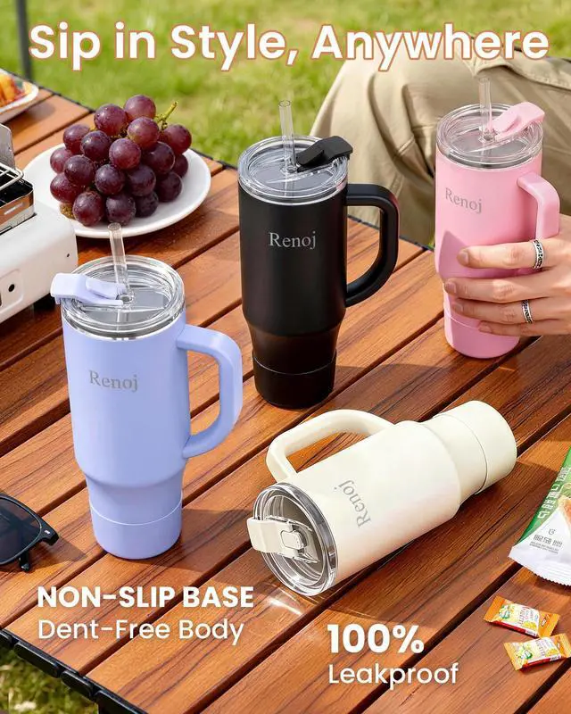 Alt view image 6 of 7 - Insulated Mug 100% Leak Proof Insulated Water Bottle for Iced Coffee & Hot Drinks - Fits Car Cup Holder, Ideal Gift, 2 Straws & Silicone Boot - SnapShift Black 32 oz