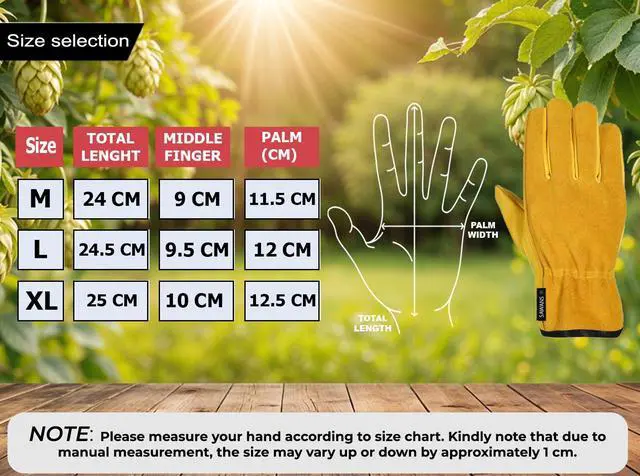 Alt view image 5 of 7 - Leather Working Gloves Work Gardening Gloves Thorn Proof Garden Heavy Duty Utility Men Women Construction (Yellow, Medium)