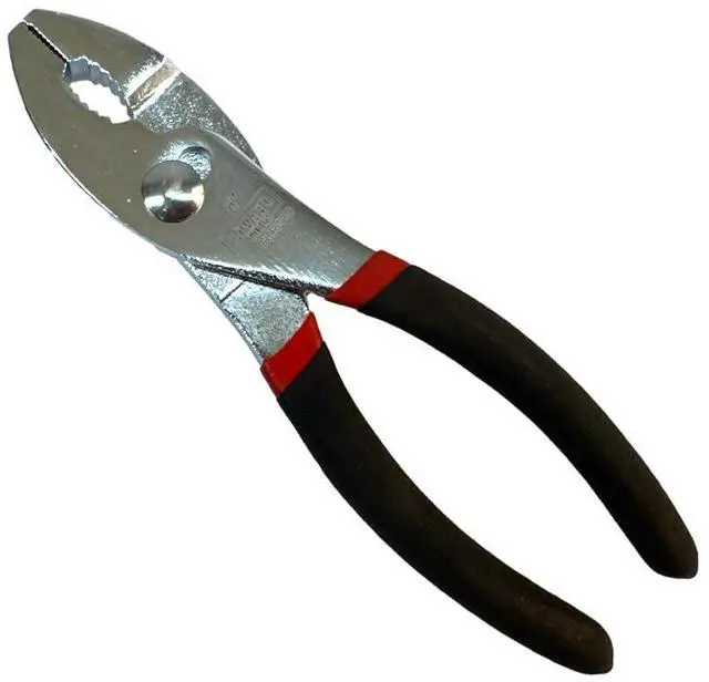 Main image of Slip Joint Pliers 6 - Heavy Duty Carbon Steel with Rubber Grip Handle - Fine Grip Teeth in Front and Coarse Teeth in Back - Rust Resistant Finish