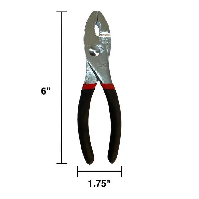 Alt view image 2 of 2 - Slip Joint Pliers 6 - Heavy Duty Carbon Steel with Rubber Grip Handle - Fine Grip Teeth in Front and Coarse Teeth in Back - Rust Resistant Finish