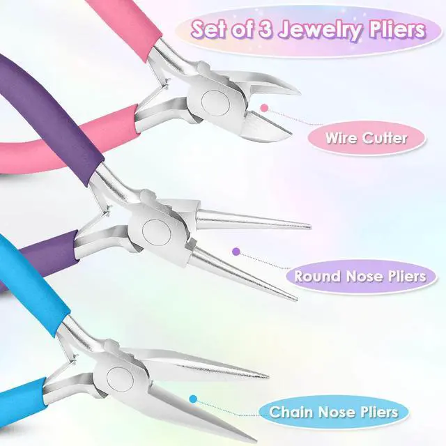 Alt view image 3 of 7 - Pliers for Jewelry Making, Jewelry Pliers Set Includes Needle Nose Pliers, Round Nose Plier and Wire Cutters, Jewelry Making Tools for Jewelry Repair, Wire Wrapping, Beading and Crafts