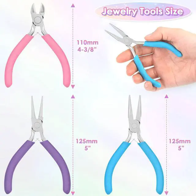 Alt view image 6 of 7 - Pliers for Jewelry Making, Jewelry Pliers Set Includes Needle Nose Pliers, Round Nose Plier and Wire Cutters, Jewelry Making Tools for Jewelry Repair, Wire Wrapping, Beading and Crafts