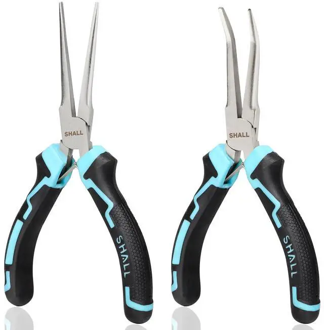 Main image of 6" Mini Needle Nose Pliers Set, 2PCS Long Nose Pliers & Bent Nose Pliers with Comfort Grip Handles, Non-Serrated Small Needle Nose Pliers for Jewelry Making, Bending Wire, Crafts, Home Repair