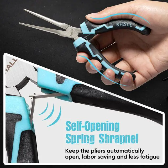 Alt view image 4 of 7 - 6" Mini Needle Nose Pliers Set, 2PCS Long Nose Pliers & Bent Nose Pliers with Comfort Grip Handles, Non-Serrated Small Needle Nose Pliers for Jewelry Making, Bending Wire, Crafts, Home Repair