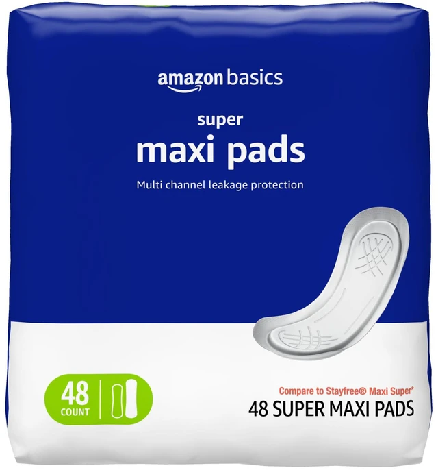 Main image of Maxi Pads For Periods- Thick, Super Absorbency, Unscented, 48 Count, 1 Pack