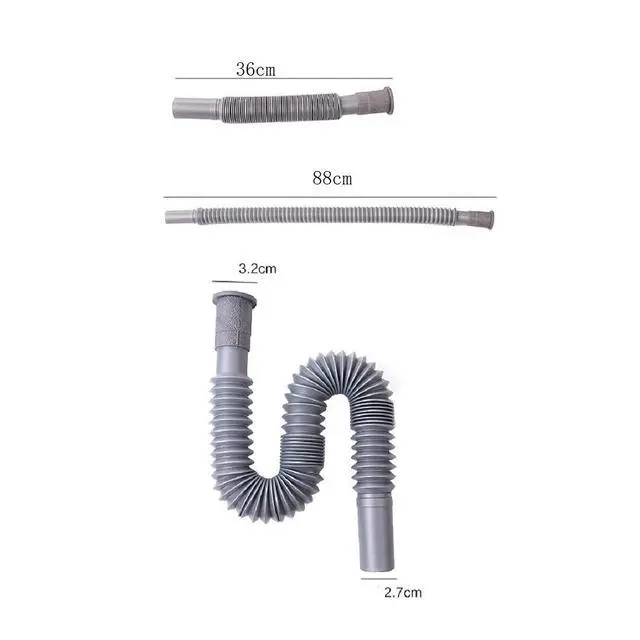 Alt view image 2 of 6 - 1-1/4 Inch Flexible and Expandable Drain Pipe Tube S Trap, Universal Plastic Angle Simple Extension Tube for Kitchen Bathroom Sink Sewer Drain Wash Basin
