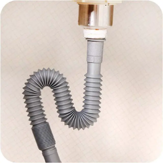 Alt view image 3 of 6 - 1-1/4 Inch Flexible and Expandable Drain Pipe Tube S Trap, Universal Plastic Angle Simple Extension Tube for Kitchen Bathroom Sink Sewer Drain Wash Basin