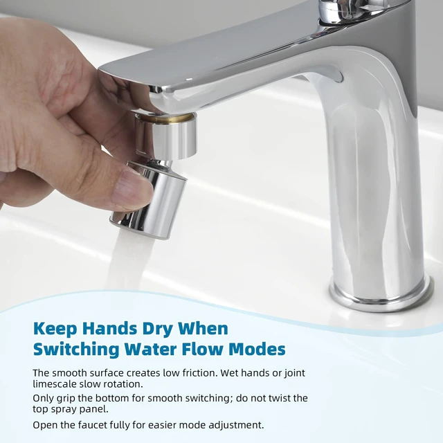 Alt view image 6 of 7 - NSF/ANSI/CAN 61 & cUPC Certified Faucet Aerator, Chrome | 360° Twist Kitchen Sink Aerator, Dual-function Sink Sprayer Attachment, Faucet Replacement Part 55/64'' Female Thread