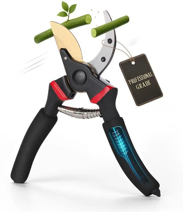 Main image of - Pruning Shears, Garden Shears, 8" Professional, Titanium Blade | Garden Scissors, Gardening Shears