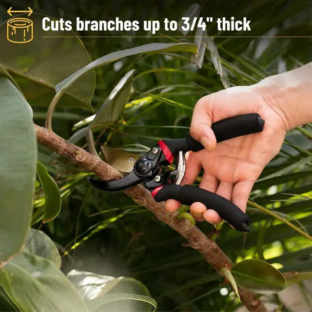 Alt view image 3 of 7 - - Pruning Shears, Garden Shears, 8" Professional, Titanium Blade | Garden Scissors, Gardening Shears