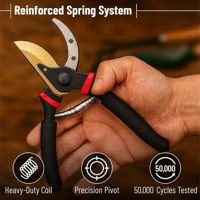 Alt view image 2 of 7 - - Pruning Shears, Garden Shears, 8" Professional, Titanium Blade | Garden Scissors, Gardening Shears