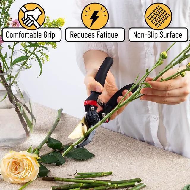 Alt view image 5 of 7 - - Pruning Shears, Garden Shears, 8" Professional, Titanium Blade | Garden Scissors, Gardening Shears