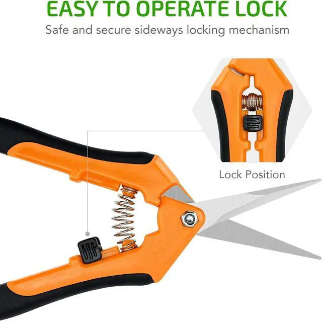 Alt view image 2 of 7 - 6.5 Inch Gardening Scissors Hand Pruner Pruning Shear with Straight Stainless Steel Blades, Orange, 1-Pack