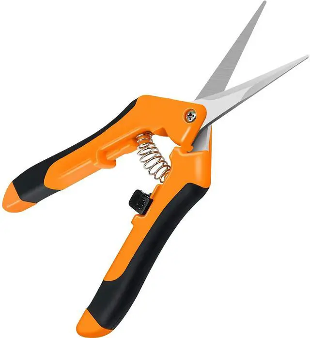 Main image of 6.5 Inch Gardening Scissors Hand Pruner Pruning Shear with Straight Stainless Steel Blades, Orange, 1-Pack