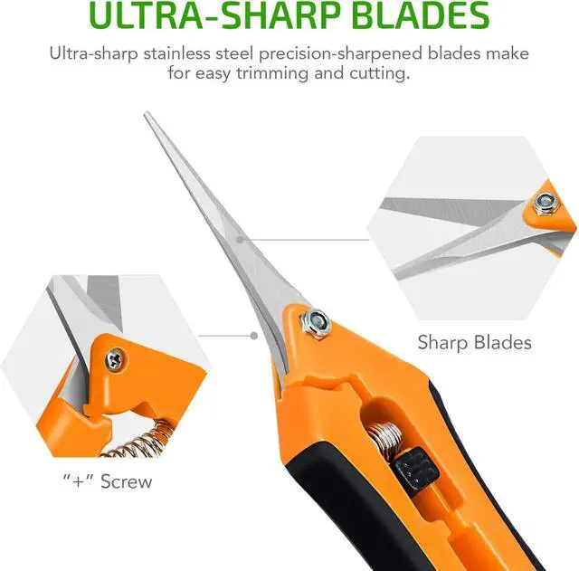 Alt view image 5 of 7 - 6.5 Inch Gardening Scissors Hand Pruner Pruning Shear with Straight Stainless Steel Blades, Orange, 1-Pack
