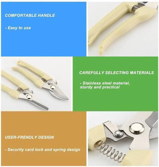 Alt view image 4 of 7 - 2Pcs Professional Pruning Shears (Include 1 Bypass Pruning Shears and 1 Straight Blade Garden Scissors) Premium Garden Shears for Trimming Flowers, Shaping Plants, Bonsai,hydroponics,herbs