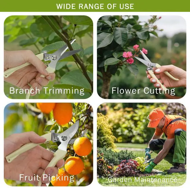 Alt view image 6 of 7 - 2Pcs Professional Pruning Shears (Include 1 Bypass Pruning Shears and 1 Straight Blade Garden Scissors) Premium Garden Shears for Trimming Flowers, Shaping Plants, Bonsai,hydroponics,herbs