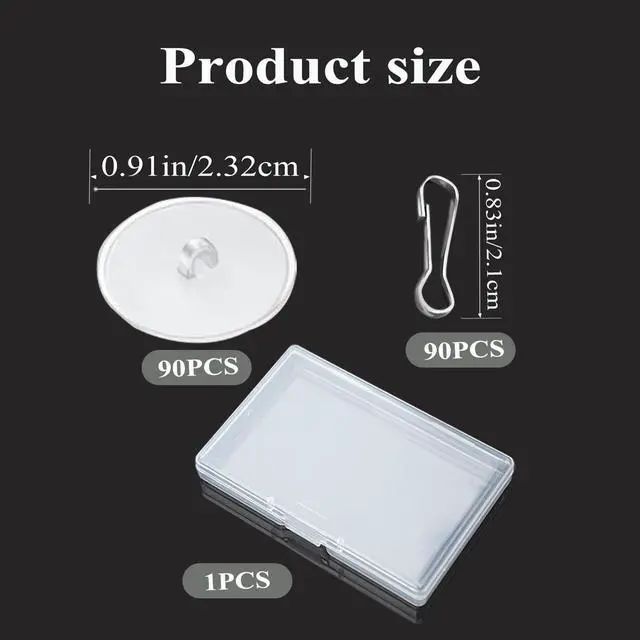 Alt view image 2 of 7 - posame 90 Pack Self Adhesive Ceiling Hooks for Hanging - Small Sticky Damage-Free No-Drill Ceiling Discs with Metal Hook, Removable Transparent Wall Hook for Festival Wedding Party Décor