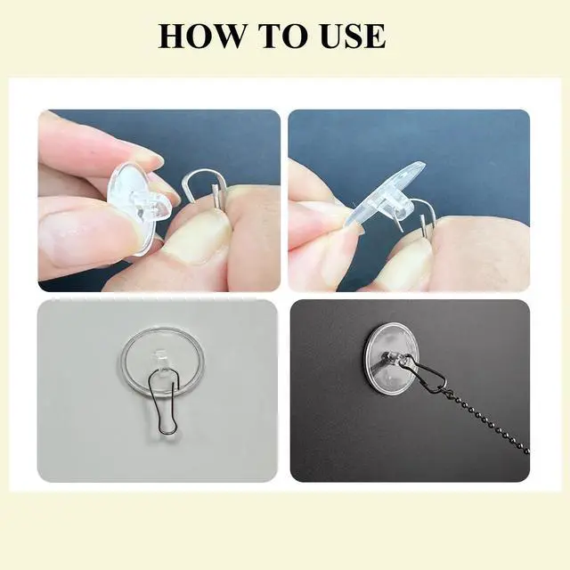 Alt view image 4 of 7 - posame 90 Pack Self Adhesive Ceiling Hooks for Hanging - Small Sticky Damage-Free No-Drill Ceiling Discs with Metal Hook, Removable Transparent Wall Hook for Festival Wedding Party Décor