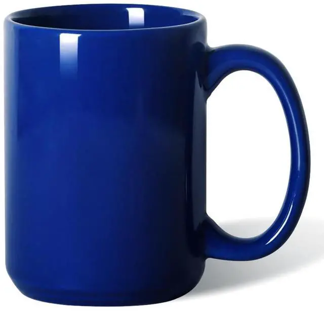Main image of 15 OZ Coffee Mug, Classic Blank Ceramic Cup with Large Handle for Tea Latte Cappuccino, Blue
