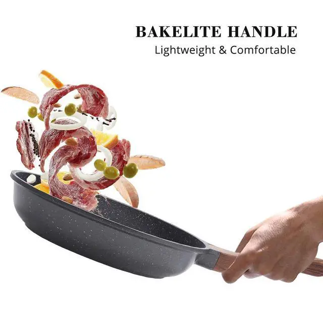 Alt view image 4 of 7 - Nonstick Frying Pan Skillet, Swiss Granite Coating Omelette Pan, Healthy Stone Cookware Chef's Pan, PFOA Free (8/9.5/10/11/12.5 Inch) (8 Inch)