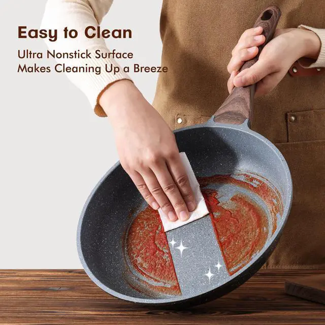 Alt view image 5 of 7 - Nonstick Frying Pan Skillet, Swiss Granite Coating Omelette Pan, Healthy Stone Cookware Chef's Pan, PFOA Free (8/9.5/10/11/12.5 Inch) (8 Inch)