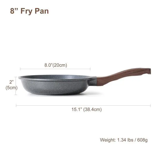 Alt view image 7 of 7 - Nonstick Frying Pan Skillet, Swiss Granite Coating Omelette Pan, Healthy Stone Cookware Chef's Pan, PFOA Free (8/9.5/10/11/12.5 Inch) (8 Inch)