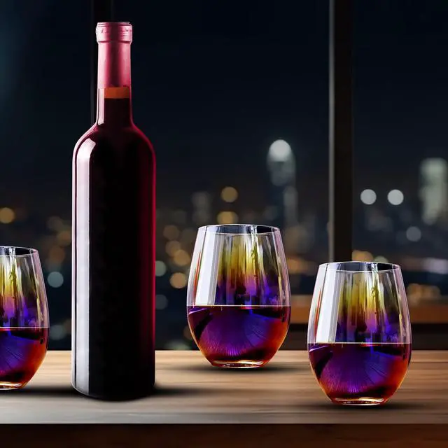 Alt view image 2 of 6 - Wine Glasses Set of 2, 20 Ounce Iridescent Stemless Wine Glass for Red or White Wine, Whiskey- Pool Party Beach Travel Cups