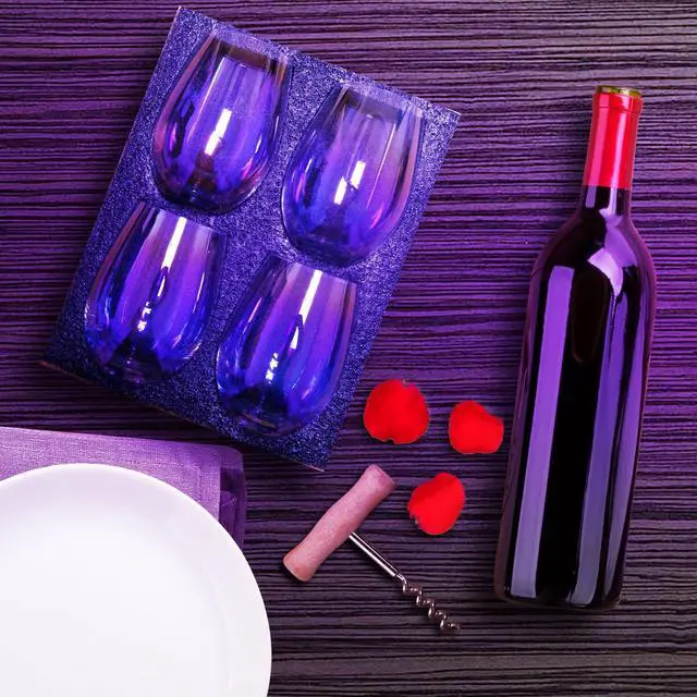 Alt view image 3 of 6 - Wine Glasses Set of 2, 20 Ounce Iridescent Stemless Wine Glass for Red or White Wine, Whiskey- Pool Party Beach Travel Cups