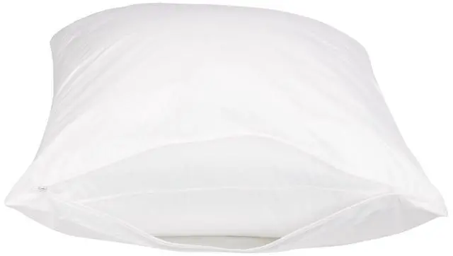 Alt view image 3 of 5 - Standard Breathable 100% Cotton Hypoallergenic Pillow Protector with Zipper, Machine Washable, White, 27 x 21 Inches, Pillows Not Included