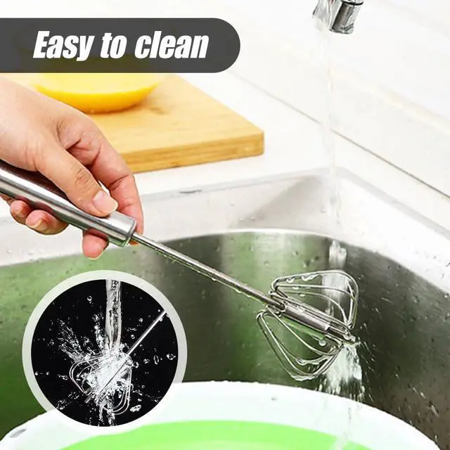 Alt view image 6 of 7 - Stainless Steel Semi-Automatic Whisk, 2025 New Egg Whisk Hand Push Rotary Blender, Manual Mixer Stirrer Kitchen Tool for Blending, Whisking, Beating, Stirring (10in)