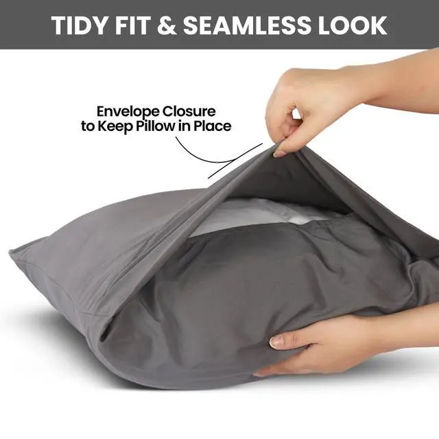 Alt view image 3 of 7 - Pillow Cases Queen Size Set of 2, Ultra Soft Comfy Pillow Covers, Grey | Comfortable Pillow Sham like Pillowcases with Envelope Closure, Breathable Fabric, Fade & Shrink Resistant, Machine Washable
