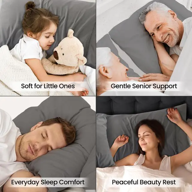 Alt view image 6 of 7 - Pillow Cases Queen Size Set of 2, Ultra Soft Comfy Pillow Covers, Grey | Comfortable Pillow Sham like Pillowcases with Envelope Closure, Breathable Fabric, Fade & Shrink Resistant, Machine Washable
