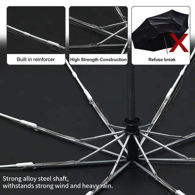 Alt view image 7 of 7 - Sun Umbrella Blocking UV Protection Compact Auto Folding Parasol | UPF 50+ Lightweight Color Shade Anti-UV Coating Windproof Rainproof Auto Open Close Travel for Women Men Fits Backpacks Cars