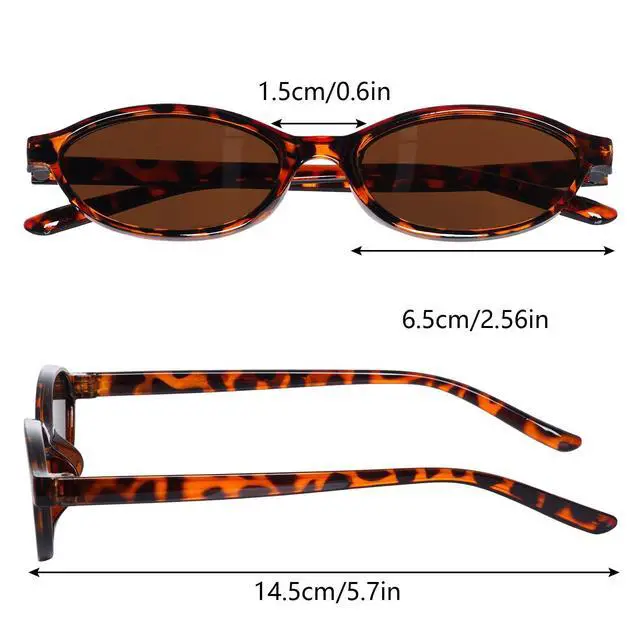 Alt view image 2 of 7 - 3 Pairs Retro Oval Cat Eye Sunglasses for Women 90s Designer Narrow Sunnies Y2k Trendy UV protection Sun Glasses