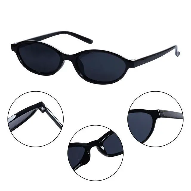 Alt view image 3 of 7 - 3 Pairs Retro Oval Cat Eye Sunglasses for Women 90s Designer Narrow Sunnies Y2k Trendy UV protection Sun Glasses