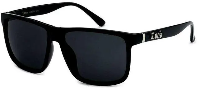 Main image of Gangster Oversized Rectangular Horn Rim Sunglasses All Black, mens
